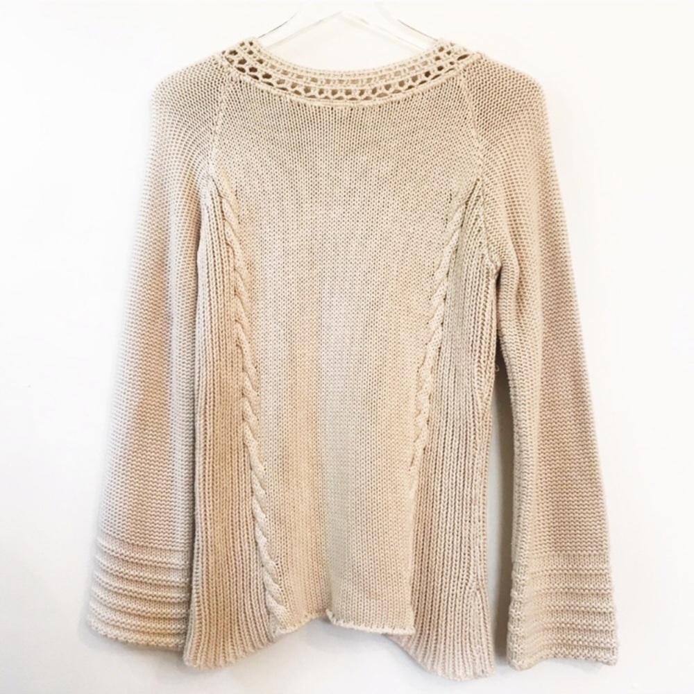 EUC Anthropologie Moth Cream Cable Knit Sweater